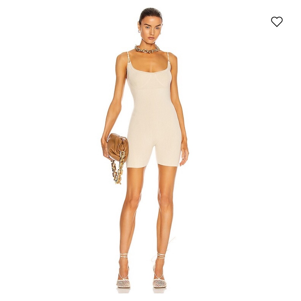 Jacquemus Le Body Short Ribbed-knit Playsuit In Neutrals
